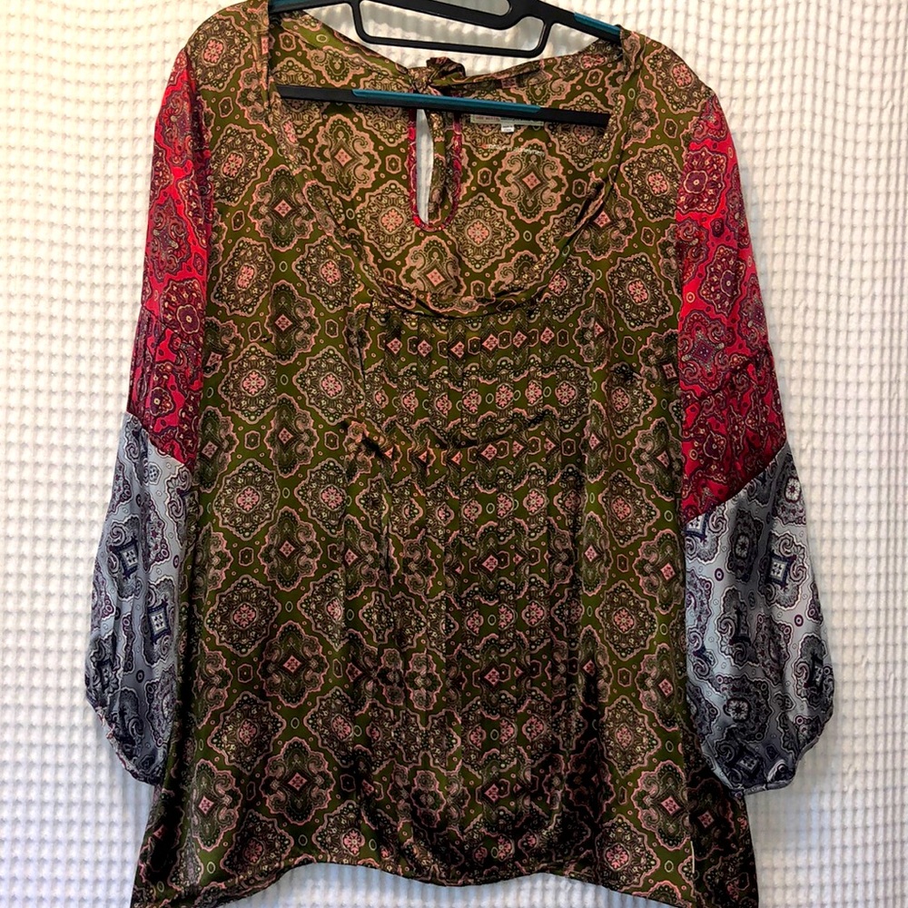 Odd Molly Mixed Print Silk Top